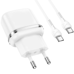 Сетевое зарядное устройство Hoco N24 20W Type-C - Type-C Белое