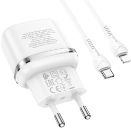 Сетевое зарядное устройство Hoco N24 20W Type-C - Lightning Белое