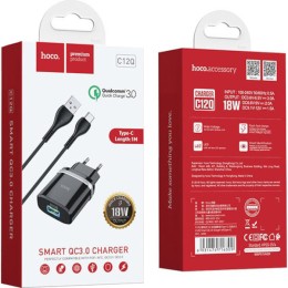 Сетевое зарядное устройство Type-C Hoco C12Q Черное