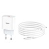 Сетевое зарядное устройство Hoco C76А Plus и кабель Lightning Белое