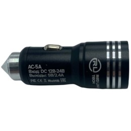 Автомобильное зарядное устройство Red Line Tech 2 AC-5A и кабель USB Type-C Черное