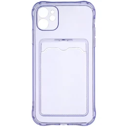 Силиконовый чехол для Apple iPhone 11 Silicone Card Holder с защитой камеры Сиреневый