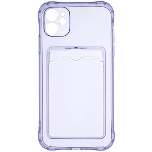 Силиконовый чехол для Apple iPhone 11 Silicone Card Holder с защитой камеры Сиреневый