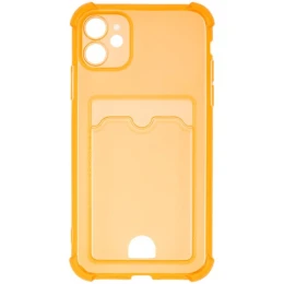 Силиконовый чехол для Apple iPhone 11 Silicone Card Holder с защитой камеры Оранжевый