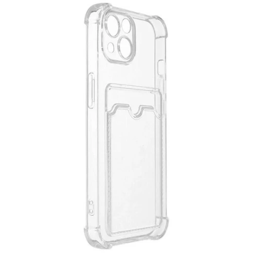 Силиконовый чехол для Apple iPhone 13 Mini TPU 1.5мм с защитой камеры и кардхолдером Прозрачный