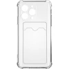 Силиконовый чехол для Apple iPhone 13 Pro TPU 1.5мм с защитой камеры и кардхолдером Прозрачный