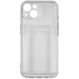 Силиконовый чехол для Apple iPhone 14 Plus TPU 1.6мм с картхолдером и защитой камеры Прозрачный