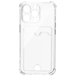 Силиконовый чехол для Apple iPhone 14 Pro Max TPU 1.5мм с картхолдером с усиленными углами и защитой камеры Прозрачный