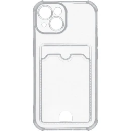 Силиконовый чехол для Apple iPhone 15 Silicone Card Holder с защитой камеры Прозрачный