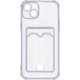 Силиконовый чехол для Apple iPhone 15 Plus Silicone Card Holder с защитой камеры Прозрачный