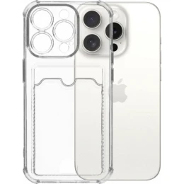 Силиконовый чехол для Apple iPhone 15 Pro Silicone Card Holder с защитой камеры Прозрачный