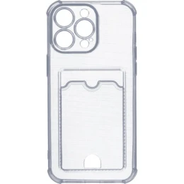 Силиконовый чехол для Apple iPhone 15 Pro Max Silicone Card Holder с защитой камеры Прозрачный