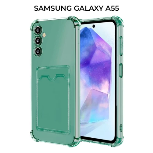 Силиконовый чехол для Samsung Galaxy A55 Krieger с кардхолдером Зеленый