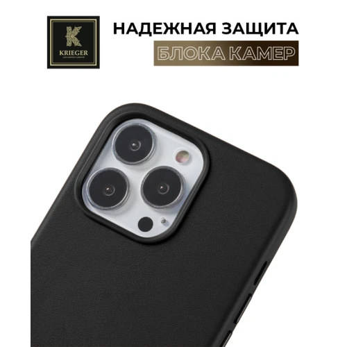 Чехол-накладка для Apple iPhone 15 Pro Max Krieger Leather c MagSafe Черный