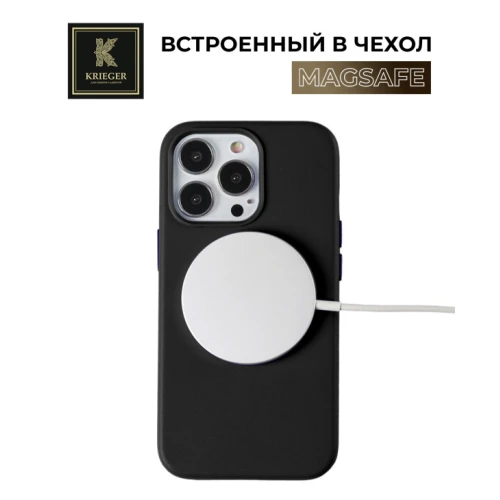 Чехол-накладка для Apple iPhone 15 Pro Max Krieger Leather c MagSafe Черный