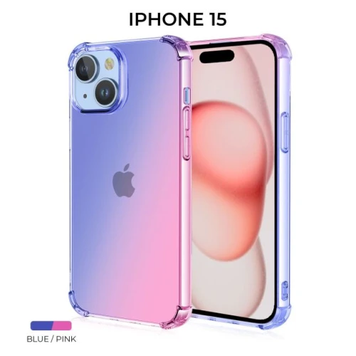 Силиконовый чехол для Apple iPhone 15 Krieger Mix 1.5мм противоударный Сине-розовый