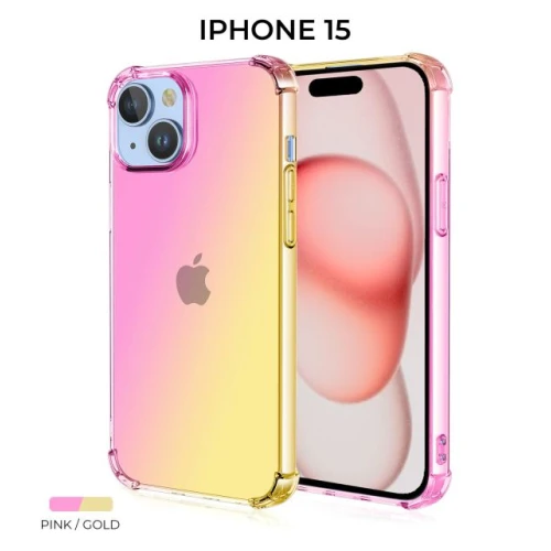 Силиконовый чехол для Apple iPhone 15 Krieger Mix 1.5мм противоударный Розово-золотой