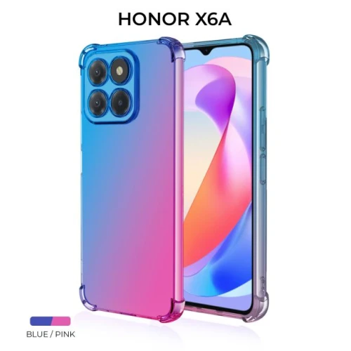 Силиконовый чехол для Honor X6A Krieger Mix 1.5мм противоударный Сине-розовый