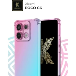 Силиконовый чехол для Xiaomi Poco X6 Krieger Mix 1.5мм противоударный Розово-зеленый