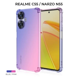 Силиконовый чехол для Realme C55 / Narzo N55 Krieger Mix 1.5мм противоударный Сине розовый