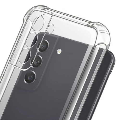 Силиконовый чехол для Samsung Galaxy S21 FE iBox Crystal с усиленными углами и защитой камеры Прозрачный