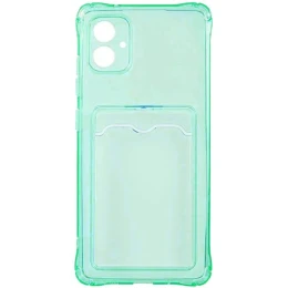 Силиконовый чехол для Samsung Galaxy A04e Silicone Card Holder Case с защитой камеры Мятный