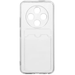 Силиконовый чехол для Tecno Spark 30C TPU 1.5mm с кардхолдером и защитой камеры Прозрачный