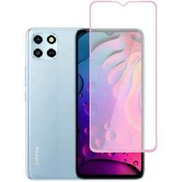 Защитное стекло для Infinix Smart 6 HD Glass Pro Full Glue светящееся Розовое
