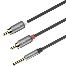 Кабель Aux Apple 3.5mm - RCA x2 Hoco UPA10 TPU 1.5м Черный