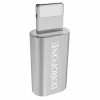 Переходник OTG MicroUSB - Lightning Borofone BV5 Серебряный