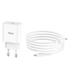 Сетевое зарядное устройство Hoco C76А Plus и кабель Lightning Белое